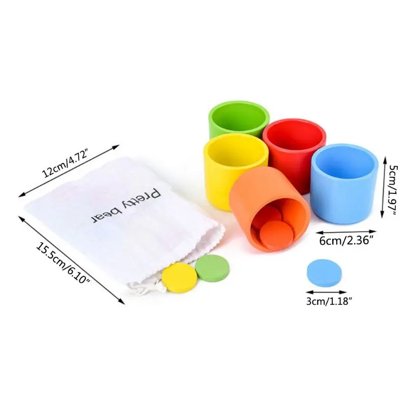 Деревянная Классификация цветов Монтессори подходящая чашка Ранние развивающие