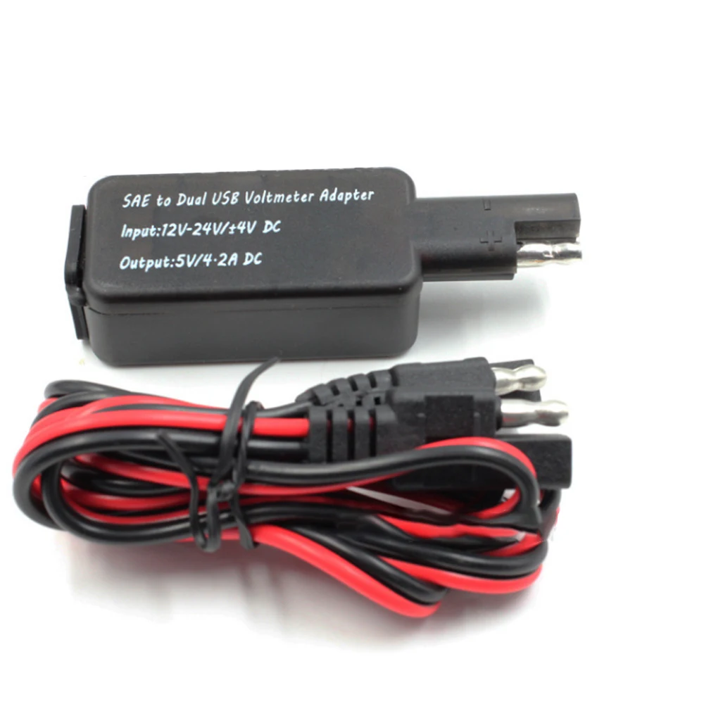 

Водонепроницаемый кабель-адаптер для мотоцикла с разъемом sae-usb, двойной USB-кабель для быстрой зарядки с вольтметром, подходит для сотового телефона, планшета, GPS