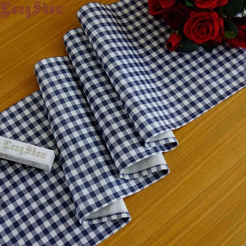 W64 navy small plaid LongShow новейший элегантный 33x140 см мягкий красочный с принтом волны плюшевый скатерть - Цвет: W64 navy small plaid