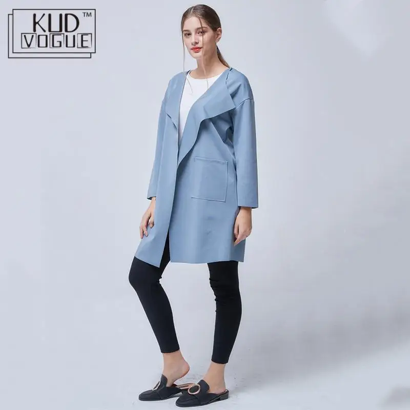 Женская ветровка 2018 розовый черный длинный Тренч воротник карман Офисная Леди