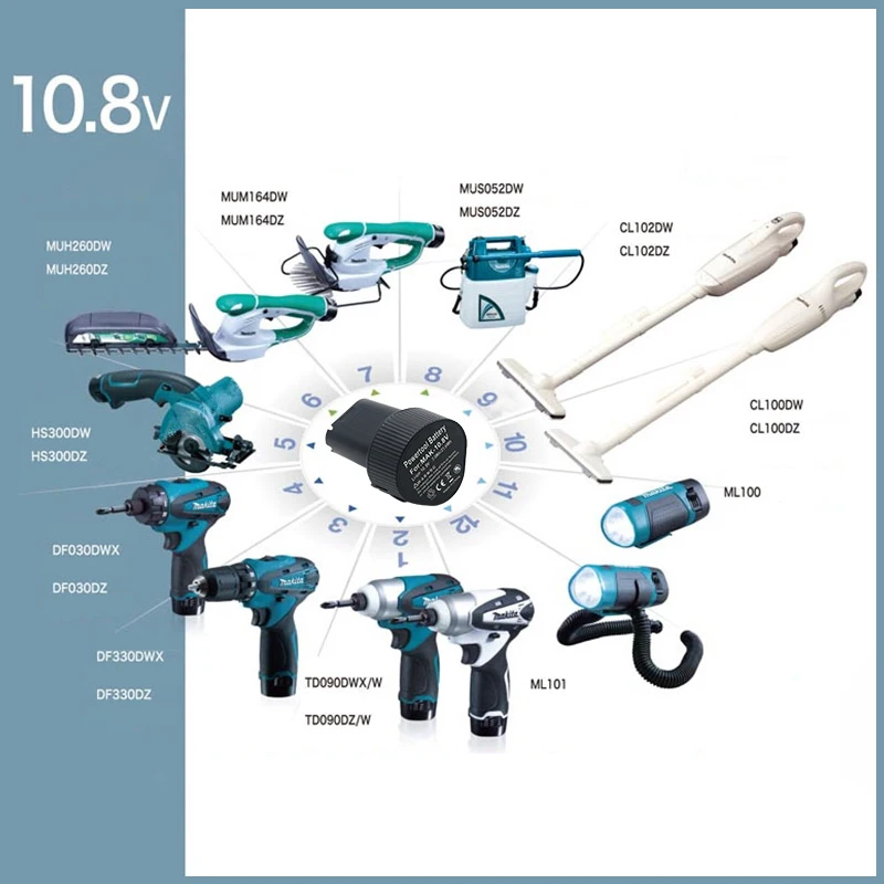 

3PCS BL1013 Rechargeable Batteries 2000mAh Li-ion for Makita 10.8V 12V Battery 194550-6 194551-4 Cordless Drills DF330D TD090D