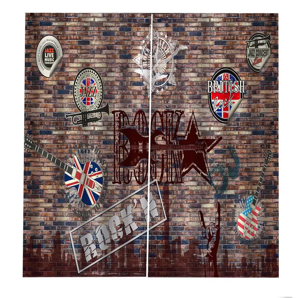 Коричневые кирпичные шторы для спальни 3D затемненные Гостиная Спальня украшение