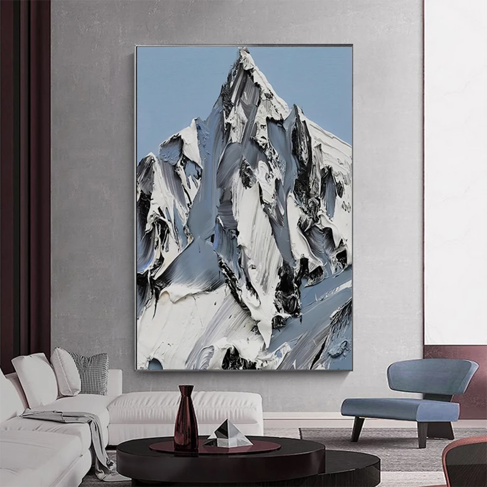 

Modern Nordic Minimalist Atmosphere Light Luxury Snow Mountain Entrance Landing Poster Canvas Painting Wall Art Home Decoration