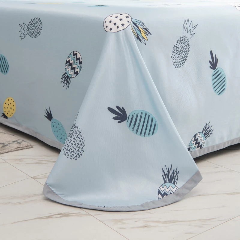 

Flat Sheet Ice Cotton Fabric Light Color Printing Bed Sheet Full Cover Cold Feeling Sheets Summer Bedding Set King Queen Size