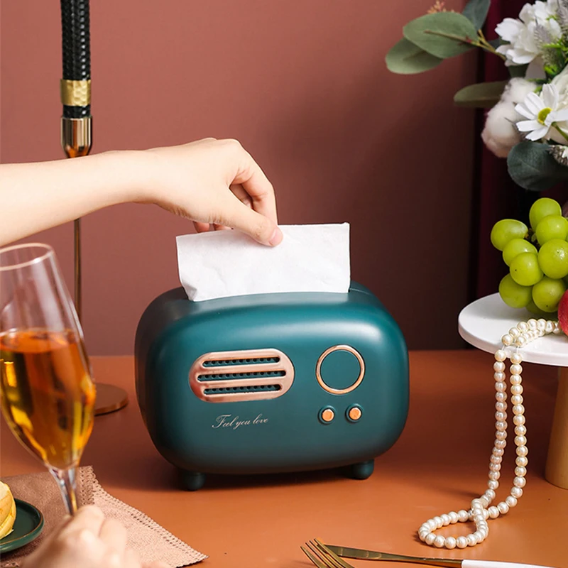 Creative Radio Paper Towel Box Living Room Luxury Home Storage Container Dining Remote Control Tea Table Desk |