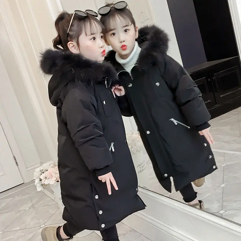 2020 Winter Girls Down Cotton Jackets Baby Outdoor Warm Clothing Thick Coats Children's Parkas Kids Fashion Casual Outwear W746