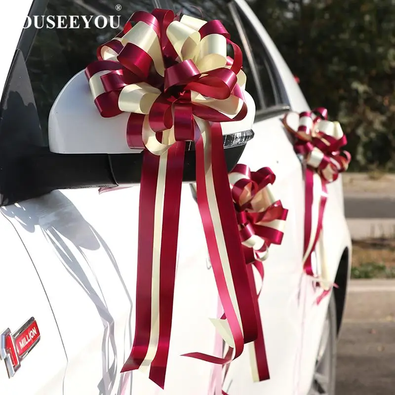 10 шт./лот искусственные цветы DIY свадебное украшение автомобиля цветок лента бант