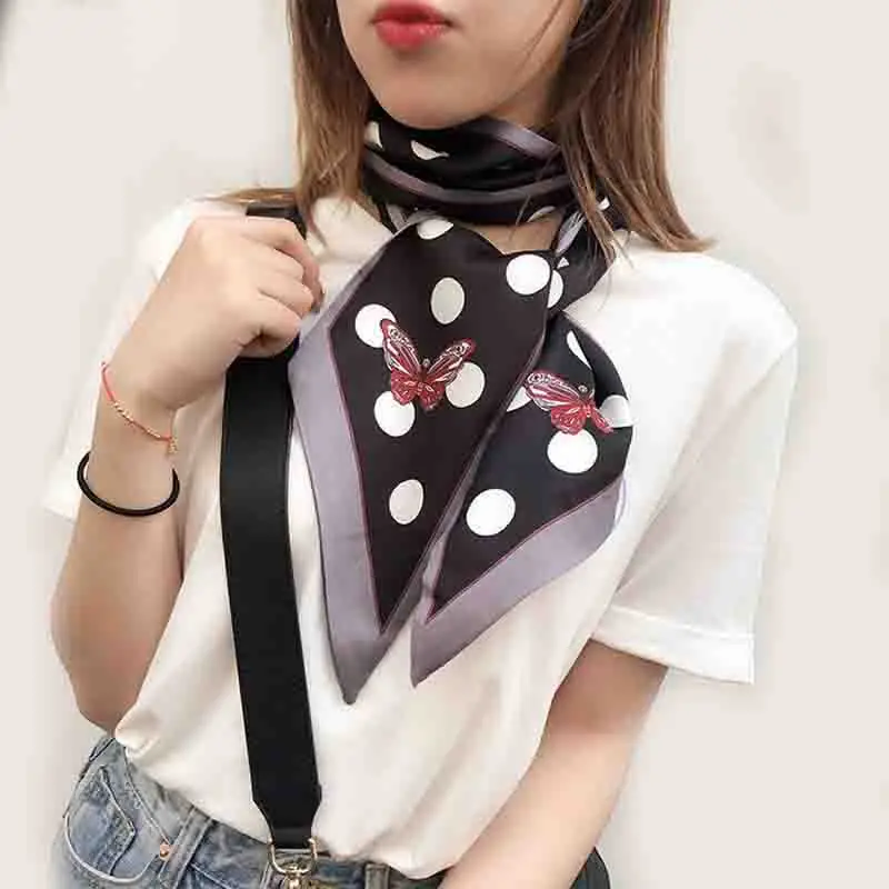 

Горяч-продавая для темпераментных женщин двухслойная маленький шелковый шарф; Сезон весна-осень; Украшение искусственный шелковый шарф с б...