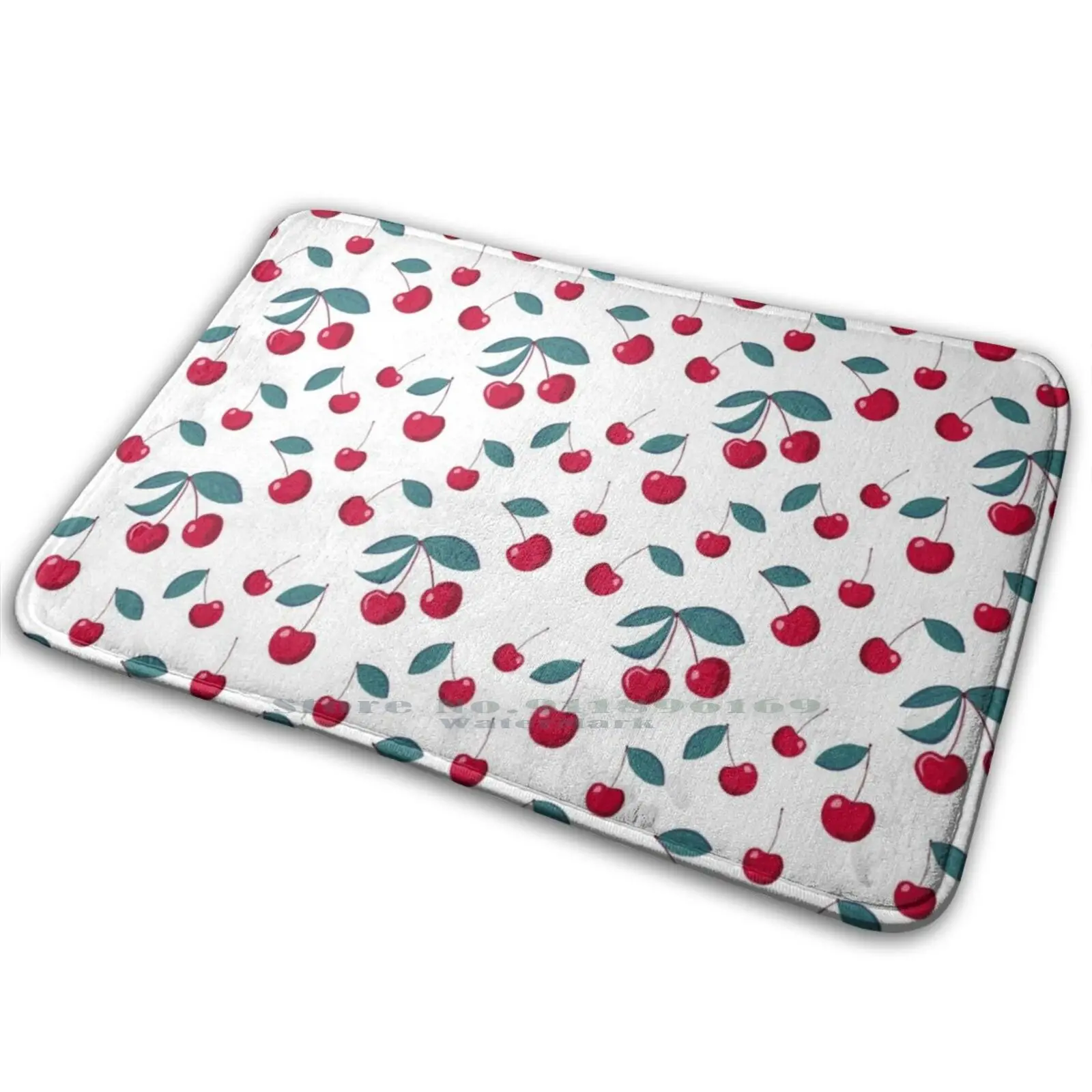 Веселые вишни-коврик на белом фоне коврик Противоскользящий для входной двери в