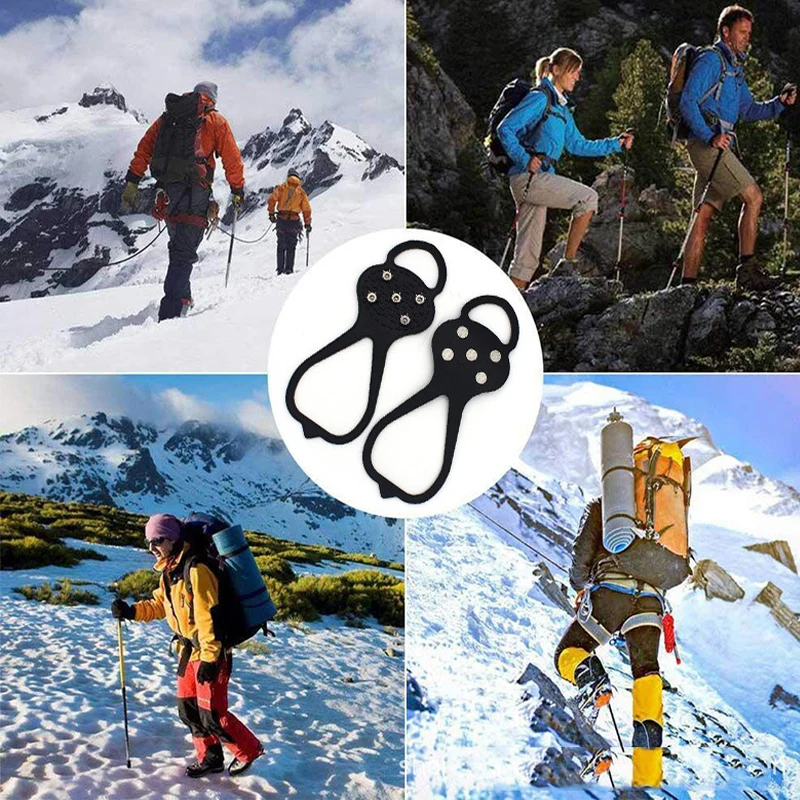 

Ice Gripper 1Pair Gourd Type 5 Tooth Ice Claw Clmb Mountain Shoe Nail Anti-Skid Urban Anti-Skating Snow Hammer Rock Shoe Crampon