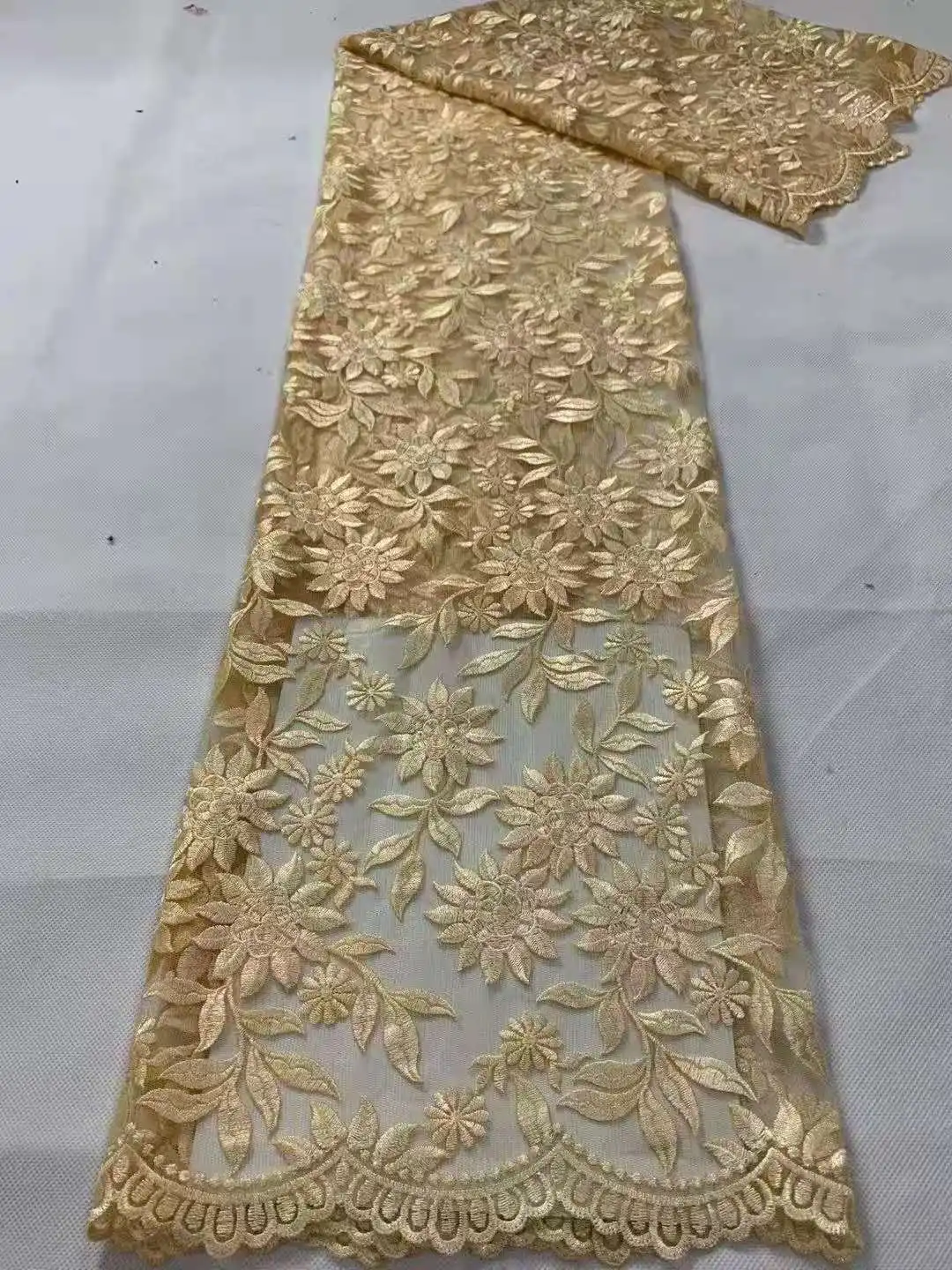 

High Quality Nigerian Lace Fabrics 2021 With stones African French Net Lace Fabric Embroidered Tulle Mesh Lace