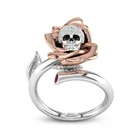 Классическое модное открытое регулируемое кольцо в стиле панк с черепом цветком скелетом ювелирные изделия