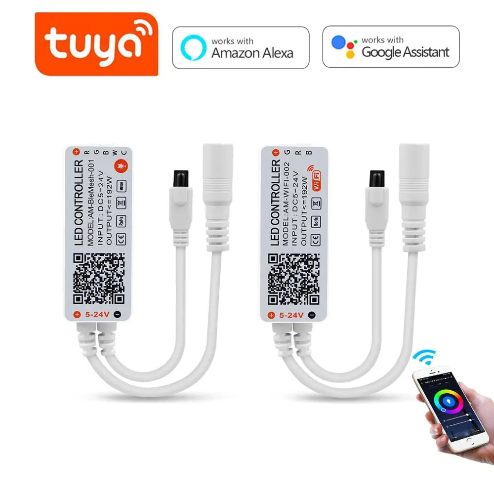 Светодиодный диммер Tuya Smart Life App WiFi контроллер DC5V 12V 24V Bluetooth беспроводной RGB/RGBW/RGB +