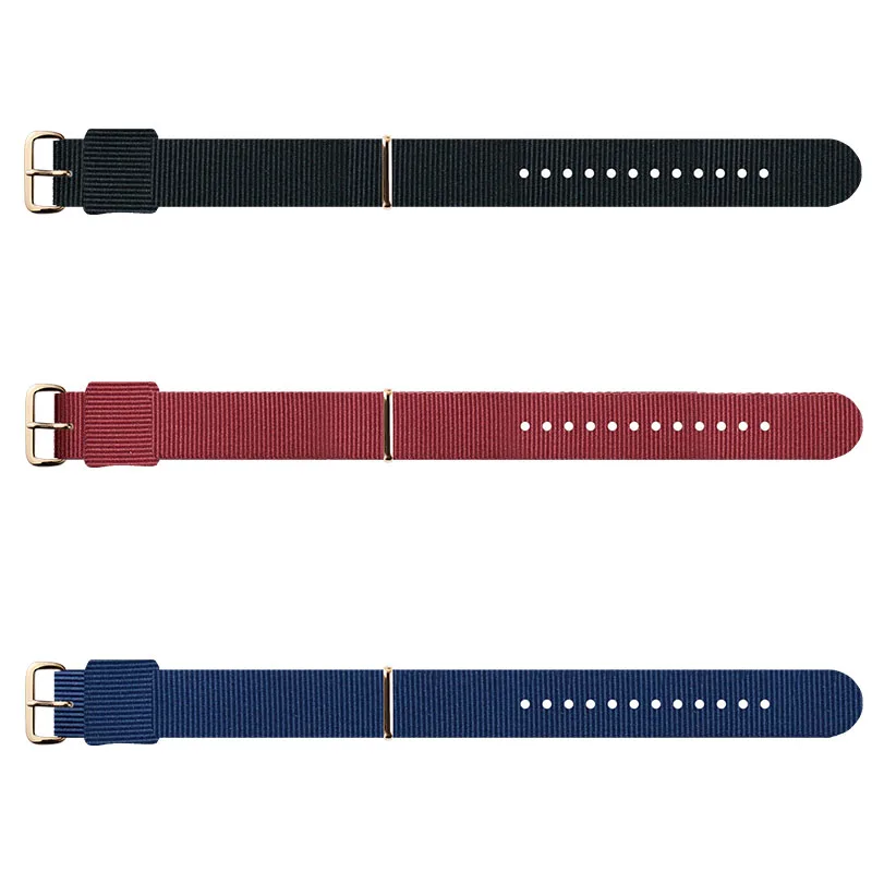 Style 3 Gold buckle Нейлоновый ремешок Nato, 12 мм, 16 мм, 18 мм, 20 мм, армейский спортивный ремешок на запястье, подходит для наручных часов Daniel Wellington(3 шт - Цвет ремешка: Style 3 Gold buckle