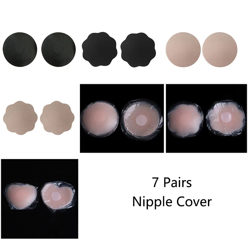 

7 Pairs Reusable Silicone Petal Adhesive Nipple Cover Invisible Bra Pad Pasties Self Adhesive Nipple Breast Covers