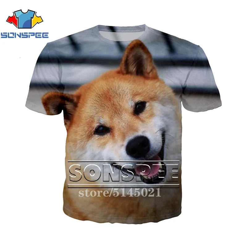 SONSPEE 3D принт Для мужчин Для женщин забавные Собаки Уход за кожей лица shiba Inu Doge Повседневное с О-образным вырезом Harajuku футболка Летняя футболка Молодежные Топы T011