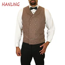 Terno masculino colete colete duplo breasted casamento noivo colete retro magro ajuste sem mangas steampunk colete (2)