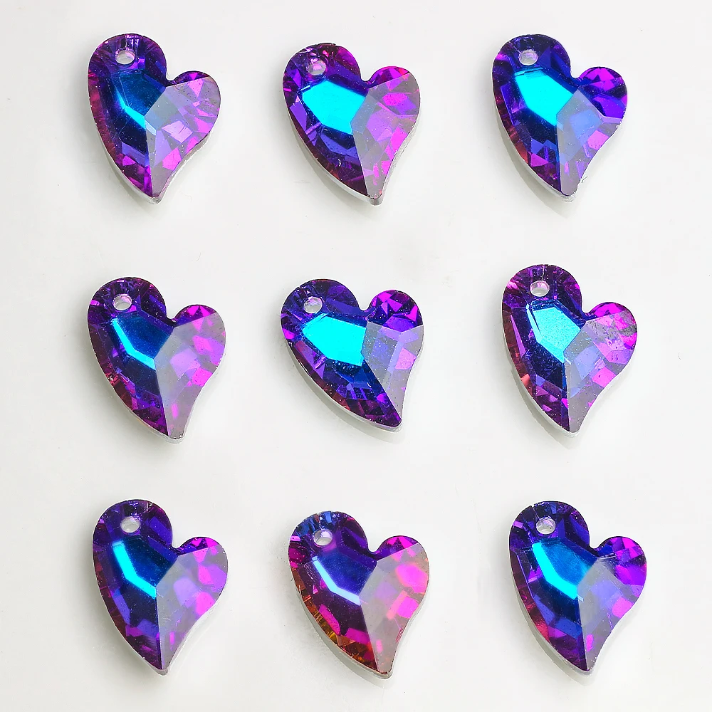 Crystal Heart Charms Pendant Blue Color 14mm Glass Beads for Jewelry Making Necklaces Earrings DIY Needlework Accessories 20pcs | Украшения