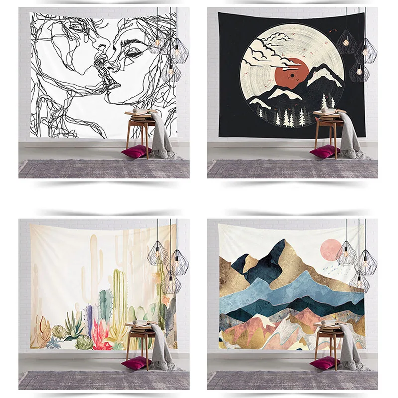 Уникальный тропический гобелен Розовый фламинго для вечеринки настенный