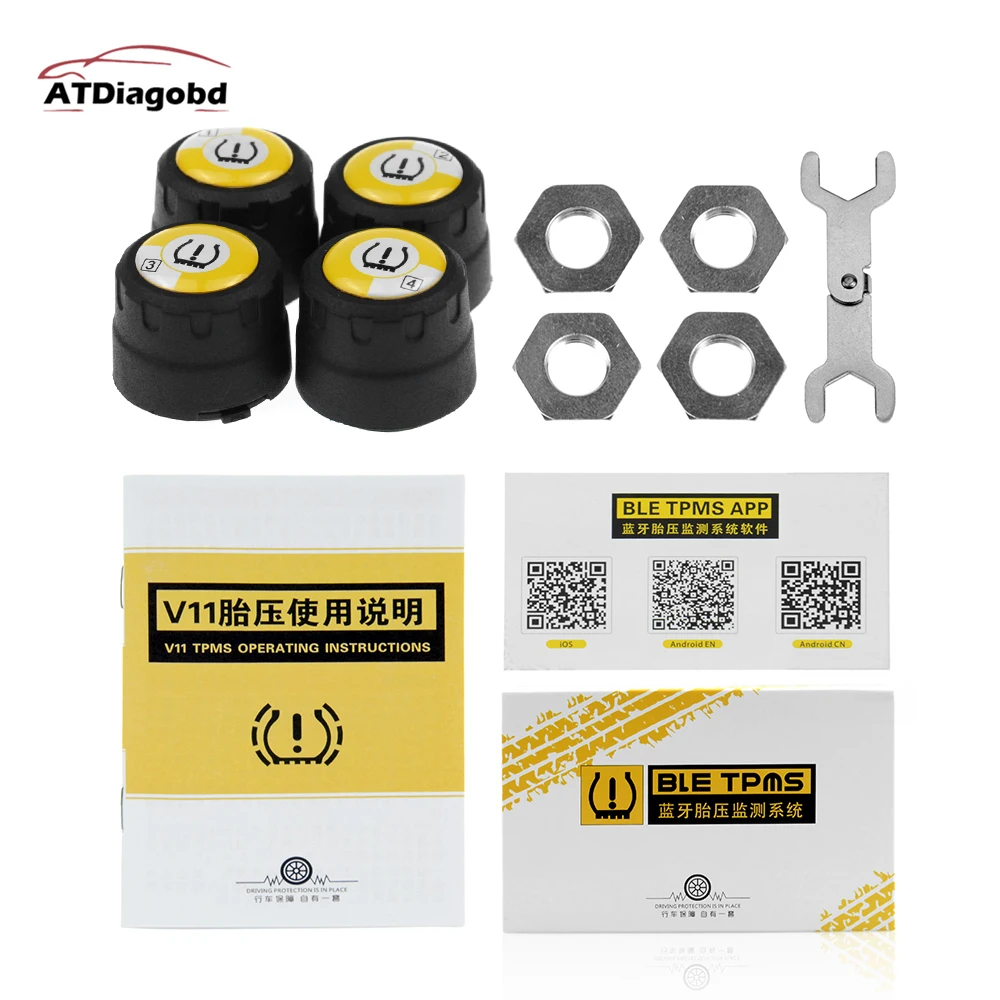 TPMS Bluetooth 4,0 Универсальный внешний датчик давления в шинах V11 Поддержка Android и IOS Телефон беспроводной 4 внешних датчика s с приложением