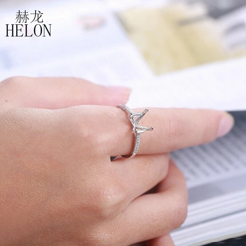 HELON 9 мм круглый одноцветное Белое золото 14 карат AU585 из натуральной Бриллиант