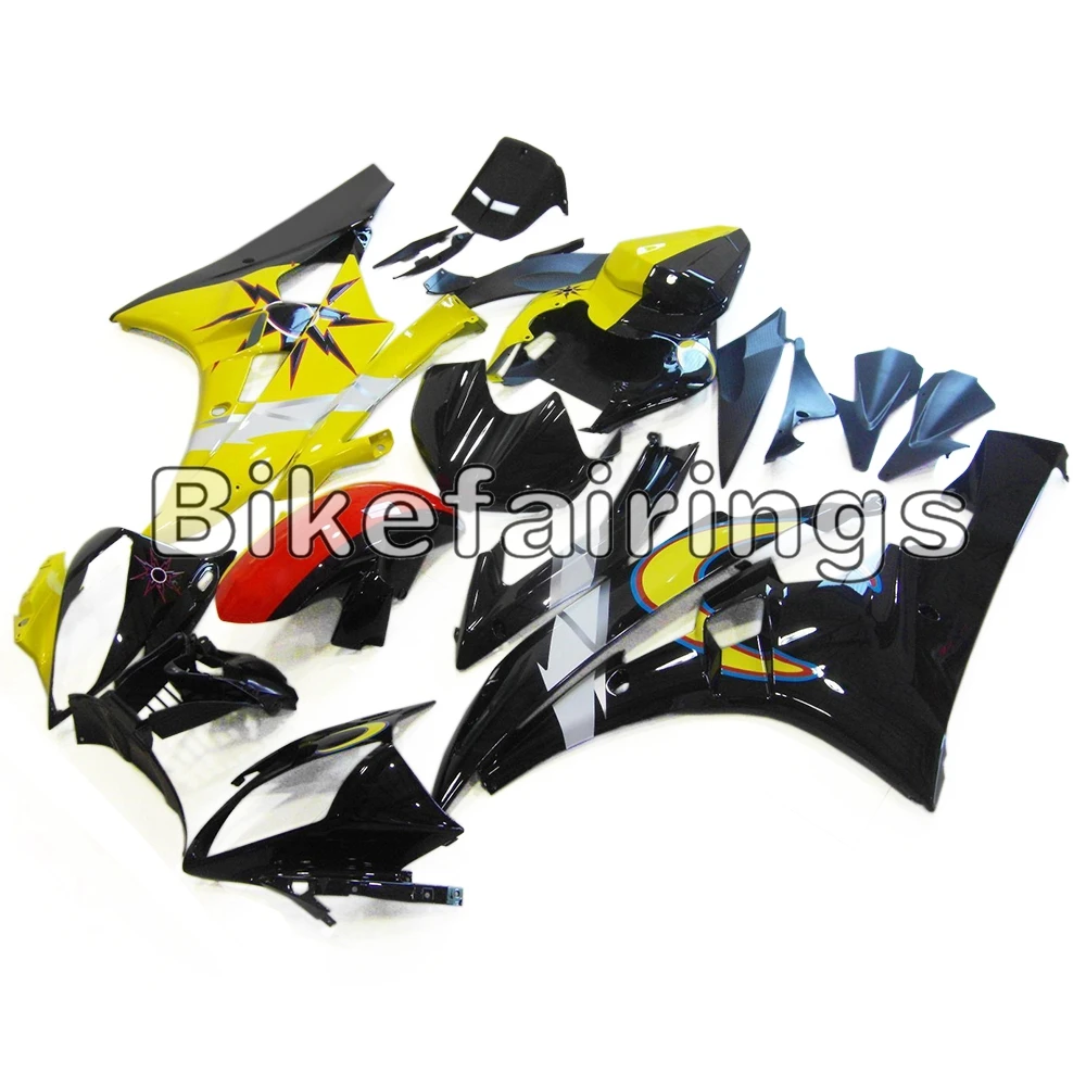 Yellow Black Fairing kit Paint in Sun and Moon Design For Yamaha YZF-600 R6 2006 2007 06 07 Complete Plastic Cowlings Bodywork | Автомобили