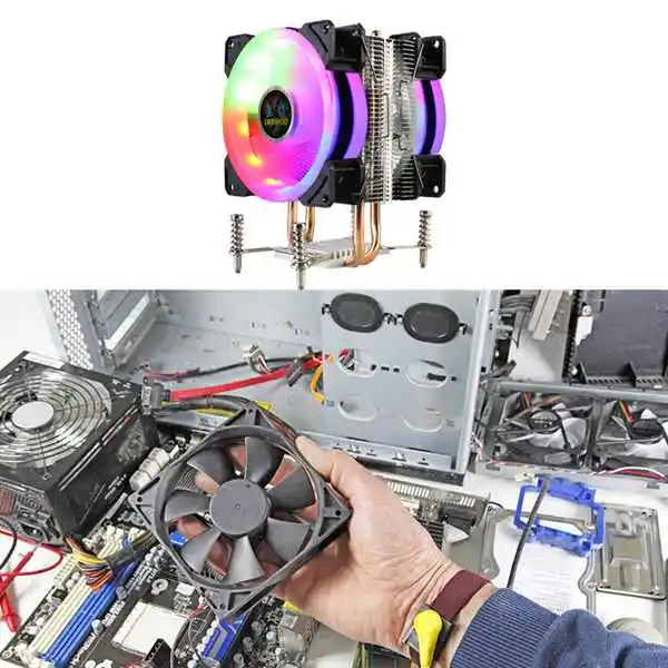 LANSHUO CPU кулер RGB Радиатор 2 тепловые трубы Ультра тихий вентилятор для LGA 2011 X79 X99