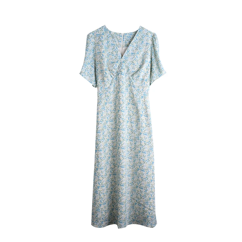 Женское шифоновое платье длинное Свободное с цветочным принтом во французском