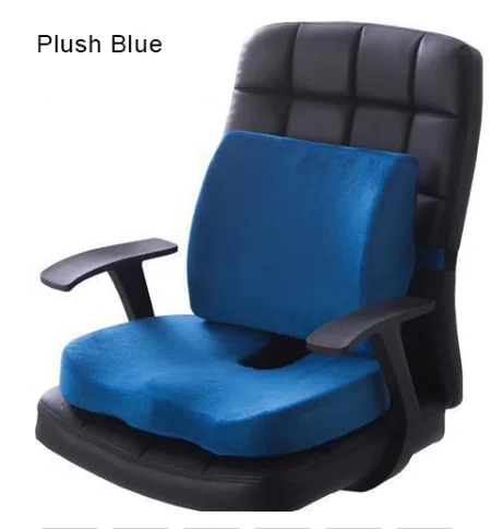 Plush Blue 2 в 1 бамбуковое волокно с эффектом памяти, подушка для сиденья, Подушка для спины, медленный отскок, поддержка талии, набор для дома, офиса, забота о здоровье, Подушка для стула - Цвет: Plush Blue