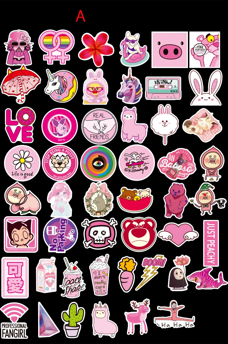 50 шт. водонепроницаемые Vsco для девочек Kawaii розовые стикерные игрушки для скрапбукинга для ноутбука багажная наклейка s Мода для мото автомобиля чемодан телефон чашка