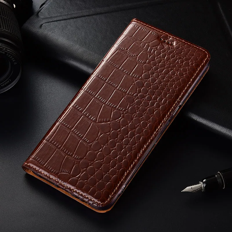 

Case for Huawei P20 Lite 2019 Crocodile pattern Genuine Leather Flip wallet Cover for P2 Lite 2019 Phone cases Coque