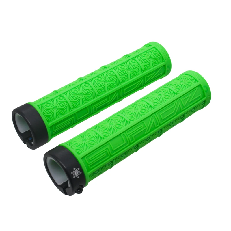 green Supacaz MTB велосипедный руль набор силиконовых ручек для внедорожника односторонний замок амортизация анти-скольжение удерживающие ручки 9 цветов - Цвет: green
