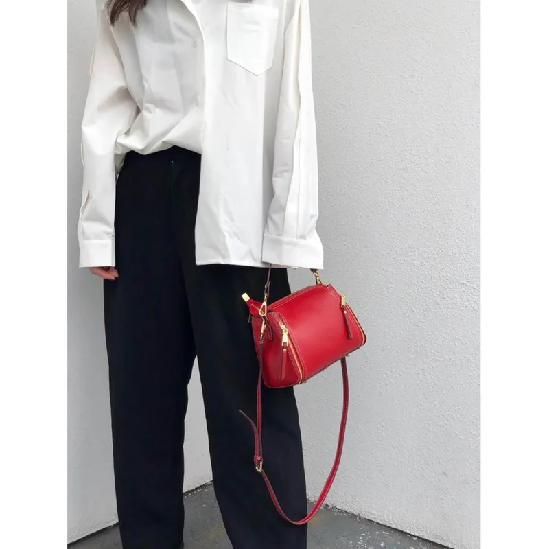 

Casual Crossbody Bags For Women Designer Genuine Leather Fashion Bucket Bag Cowhide Women's Popular Strap Single Shoulder Bags