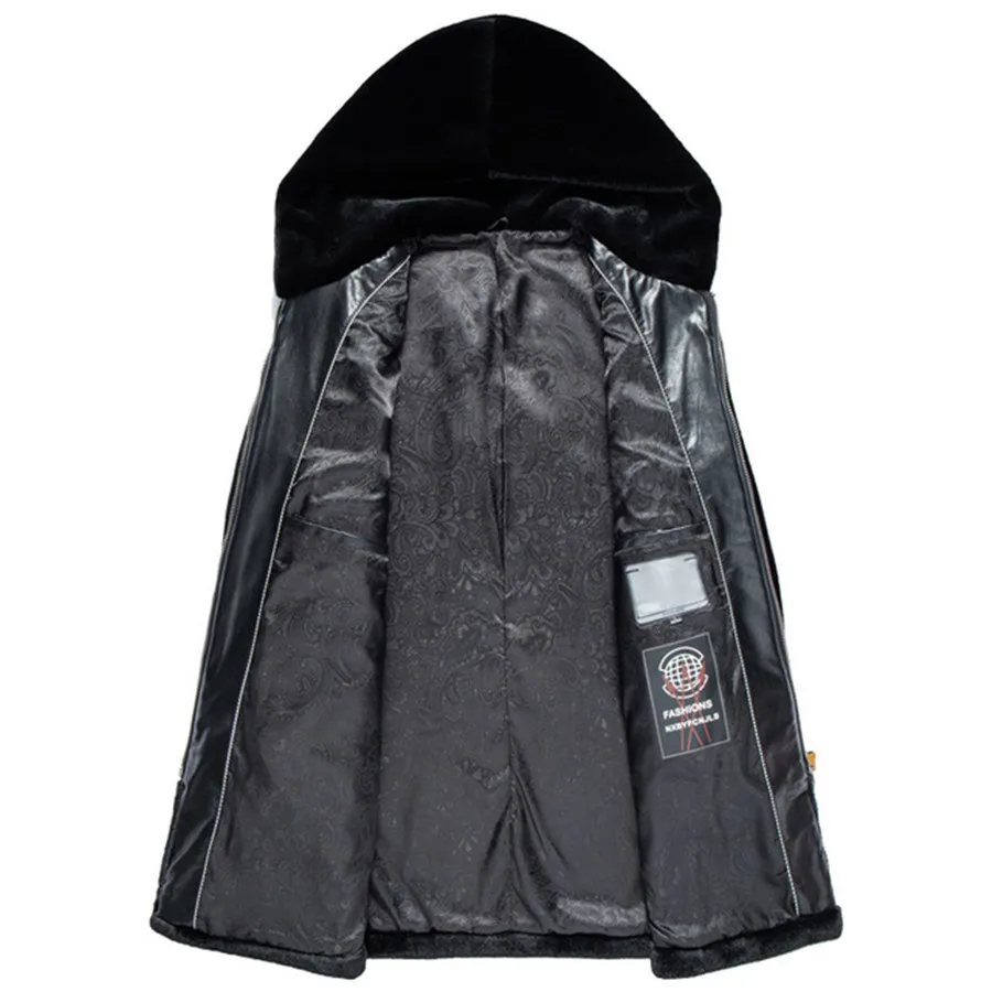 

Men Casual Hooded New Gold Mink Fur Jacket Men's Mid-length Fur Coat Winter Imitation Mink Fur Outwear