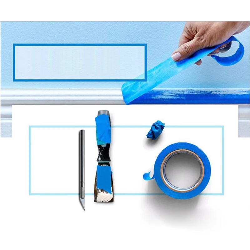 Синяя Маскировочная лента 20 м для рисования клейкая дома самодельная пилинга