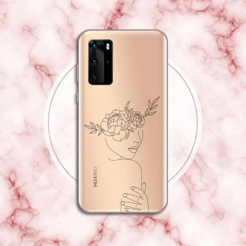 

line Abstract Geometry leave Phone Case Transparent for Huawei P20 P30 P40 honor 8 10i P smart 2019 Samsung A71 A21S S10 20 plus