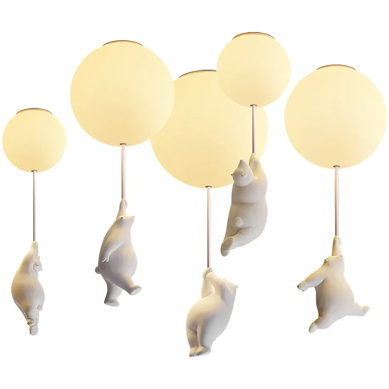 

Nordic Children's Room Boy Girl Room Cute Bear Bedroom Lamp Bar Shop Front Desk Ceiling Lights G9