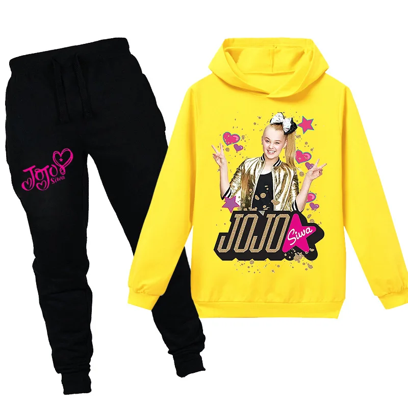 Новый хлопковый материал JOJO SIWA свитер с капюшоном длинным рукавом Туника Брюки
