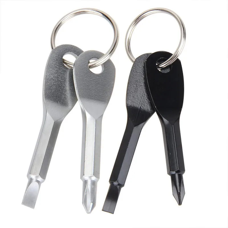 

Mini Multi-Function Screwdriver Stainless Steel Key Ring Pocket Repair Tool Outdoor EDC Portable Slotted Phillips With Key Ring