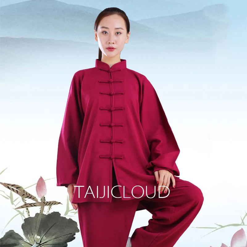 Taijiquan clothing stretch cotton linen spring and autumn long-sleeved martial arts performance