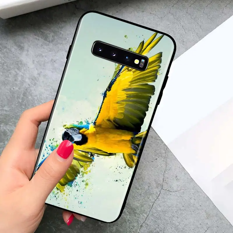 

Bird Parrot cockatoos for Samsung Galaxy S21 Ultra Plus Note 20 10 9 8 S10 S9 S8 S7 S6 Edge Plus Black Phone Case