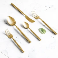 stainless steel western food cutlery set 304 steak knife and fork spoon 3 piece set dessert knife and fork spoon