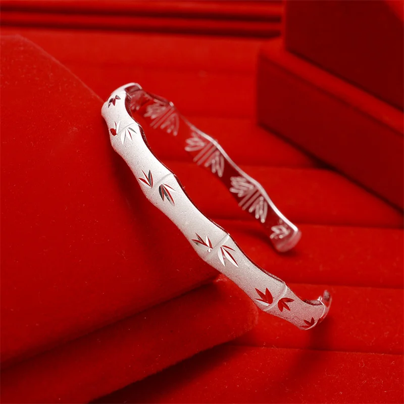 

New 925 Silver Individual Fashion Slub Opening Adjustable Ladies Bracelet Frosted Slub Bangle