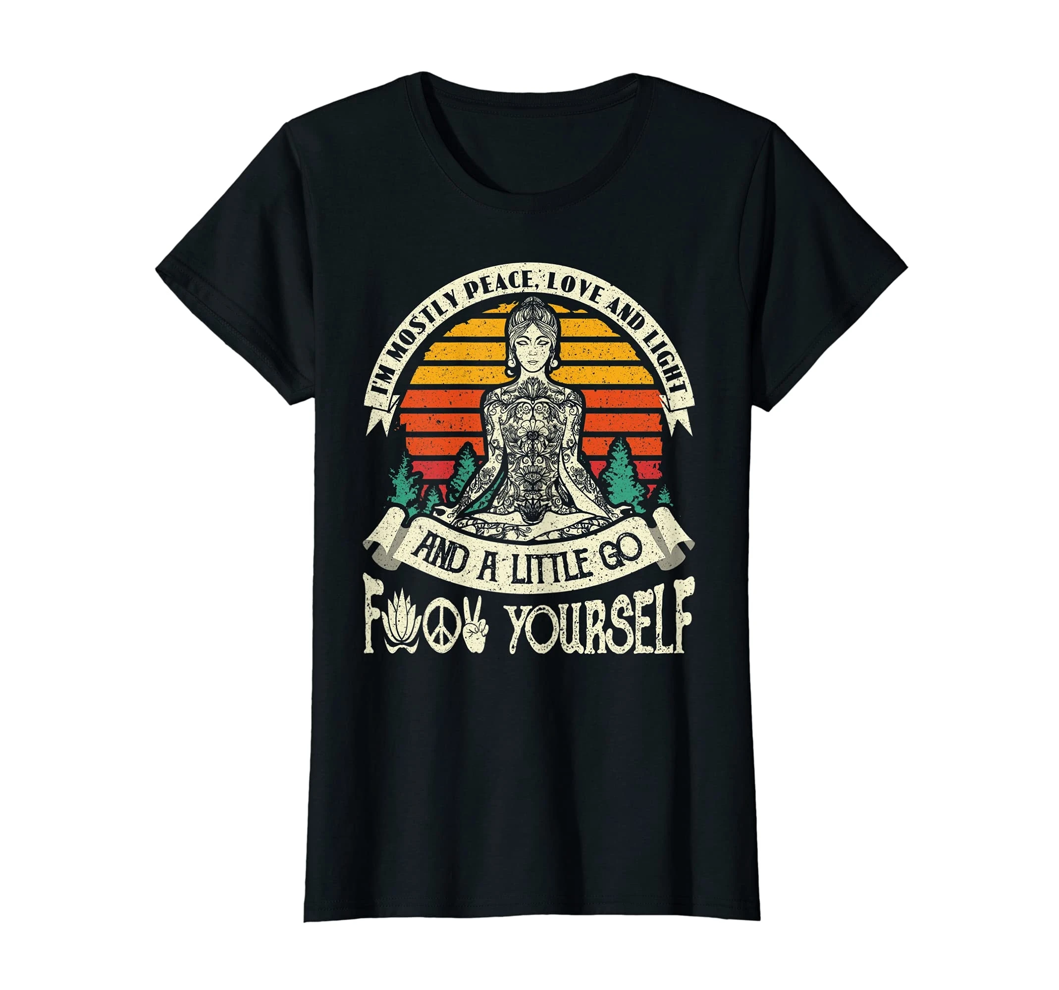 Спонсорская Ad - Women I'm в основном Peace Love And светильник A Little Go Yoga футболка | Мужская