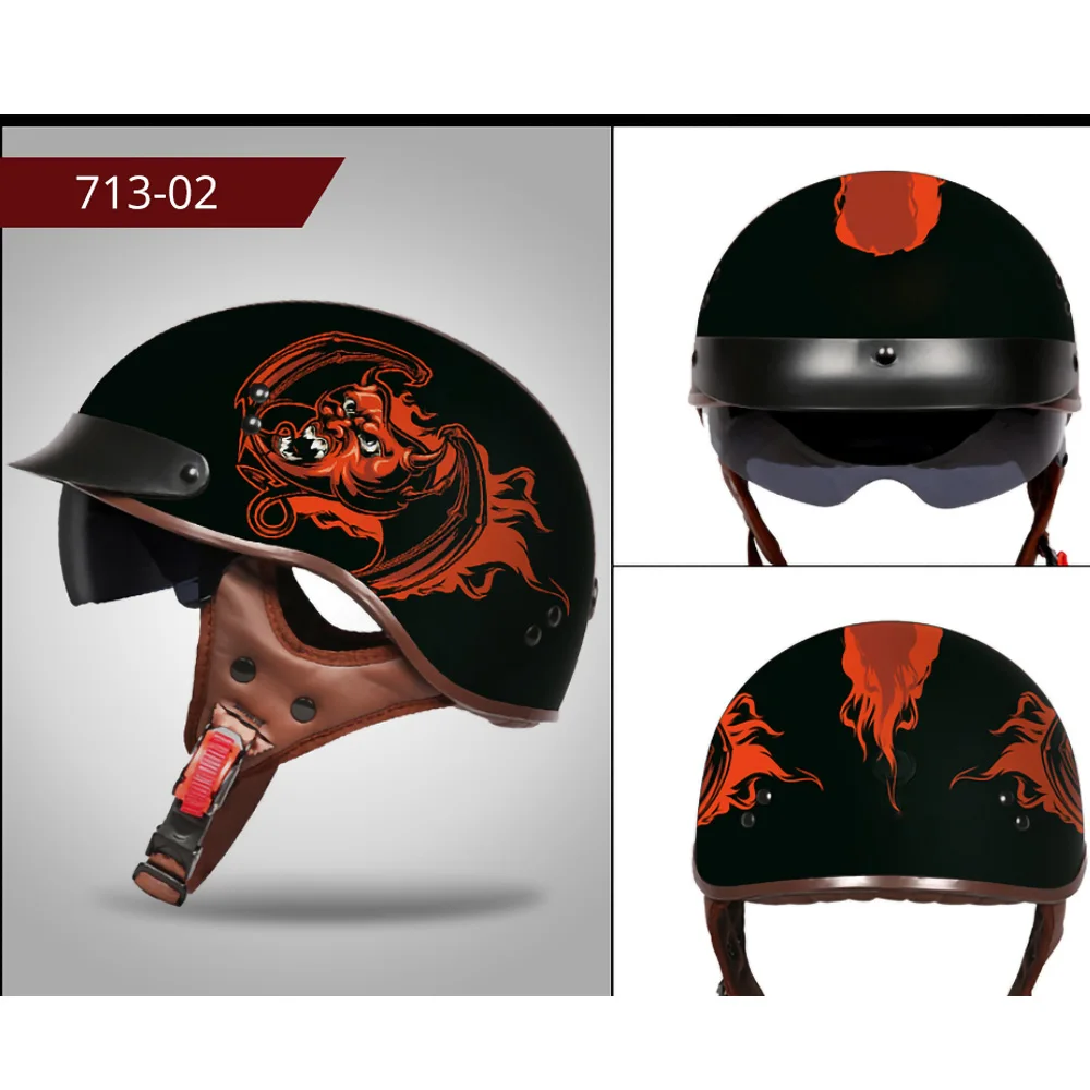 Ретро мотоциклетный шлем скутер стиль Байкерский Casco Moto|Шлемы| |
