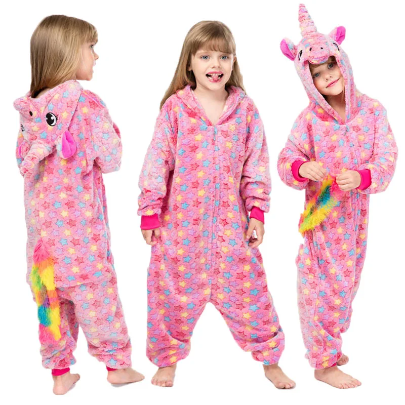 Детские пижамы в виде животных комбинезон единорог кигуруми детская зимняя