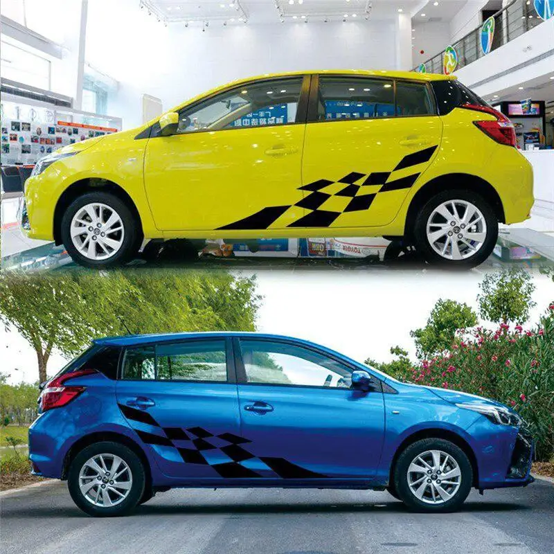 1 пара автомобиля Стикеры s гоночных спортивных сетка в полоску Тотем Авто