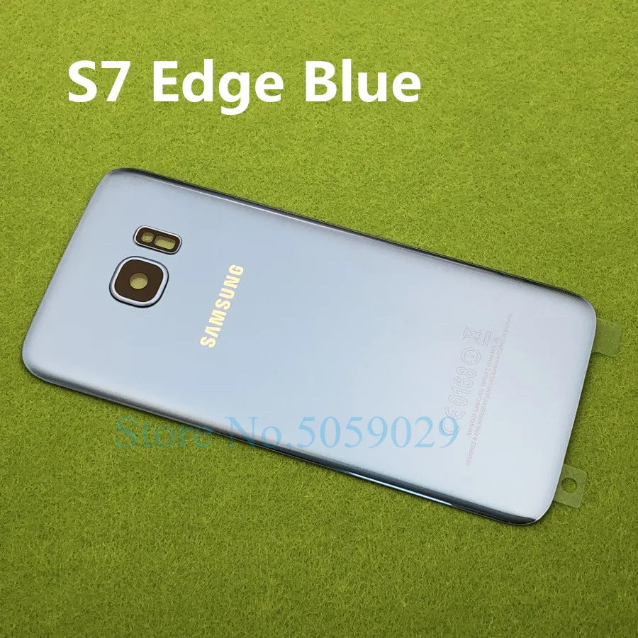 S7 Edge Blue Для SAMSUNG Galaxy S7 G930 SM-G930F S7 Edge G935 G935F Задняя стеклянная крышка батарейного отсека задняя дверь Корпус Задняя стеклянная крышка - Цвет: S7 Edge Blue