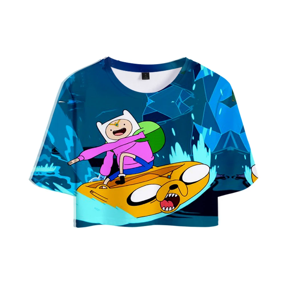 Adventure Time Print Midriff-baring футболка сексуальная женская модная популярная Повседневная футболка Harajuku короткий рукав горячая распродажа