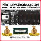 Материнская плата JINGSHA для майнинга с 1 шт. DDR3 4 ГБ ОЗУ ЦП набор 8 слотов для видеокарты встроенный VGA